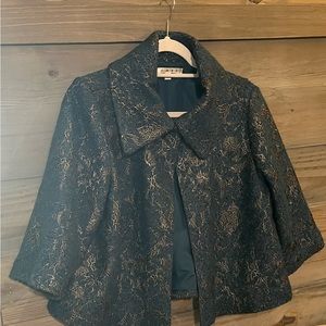 CAbi Style Lisboa Topper in Teal/Silver